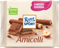 Шоколад молочний з вафельними трубочками з горіхом Ritter Sport 100 г