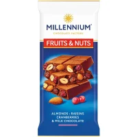 Шоколад молочний з мигдалем та журавлиною Fruits&Nuts Millennium 100 г