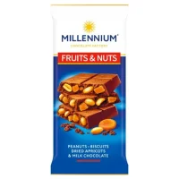 Шоколад молочний з арахісом та курагою Fruits&Nuts Millennium 100 г