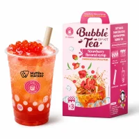 Набір для приготування бабл ті з полуничним сиропом та кульками Bubble Tea Boba 3 порції 240 г