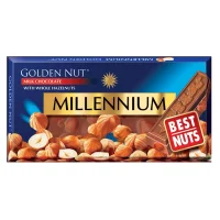 Шоколад мололочний з цілим горіхом Millennium Gold 100 г